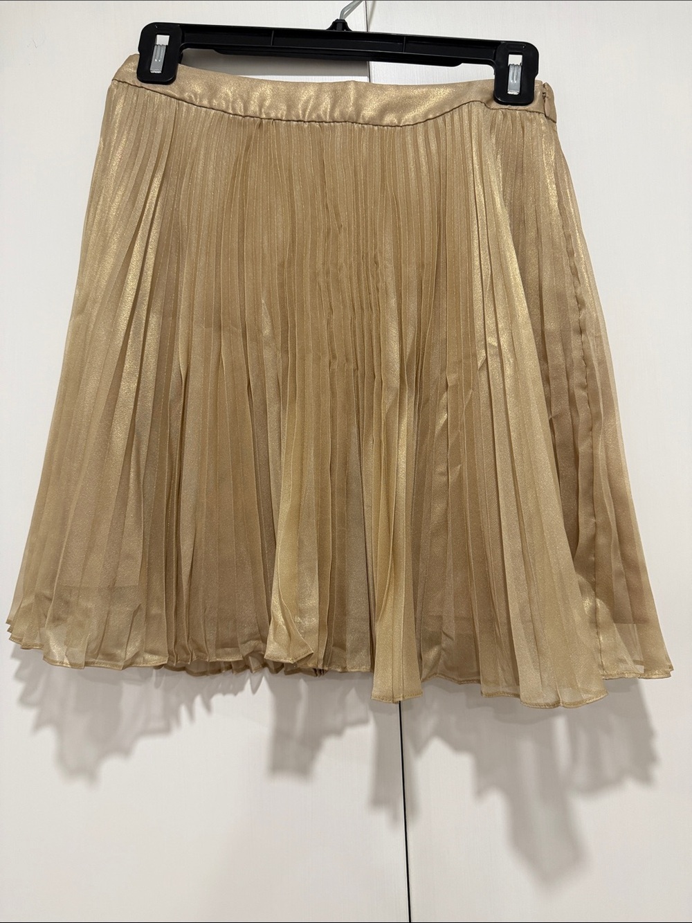Club Monaco Shimmery Gold Pleated Skater Skirt
